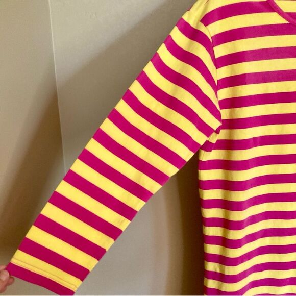Vintage Lilly Pulitzer Mod Striped Shift Dress Elbow Sleeves Pink Yellow Size S - Picture 5 of 11